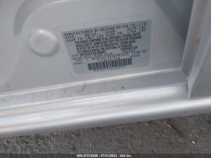 2016 NISSAN VERSA NOTE S/S PLUS/SV/SL/SR - 3N1CE2CP1GL355407