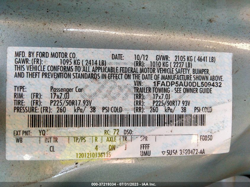2013 FORD C-MAX HYBRID SE - 1FADP5AU0DL509432
