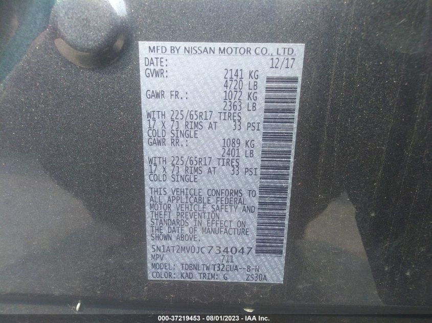 2018 NISSAN ROGUE SV - 5N1AT2MV0JC734047