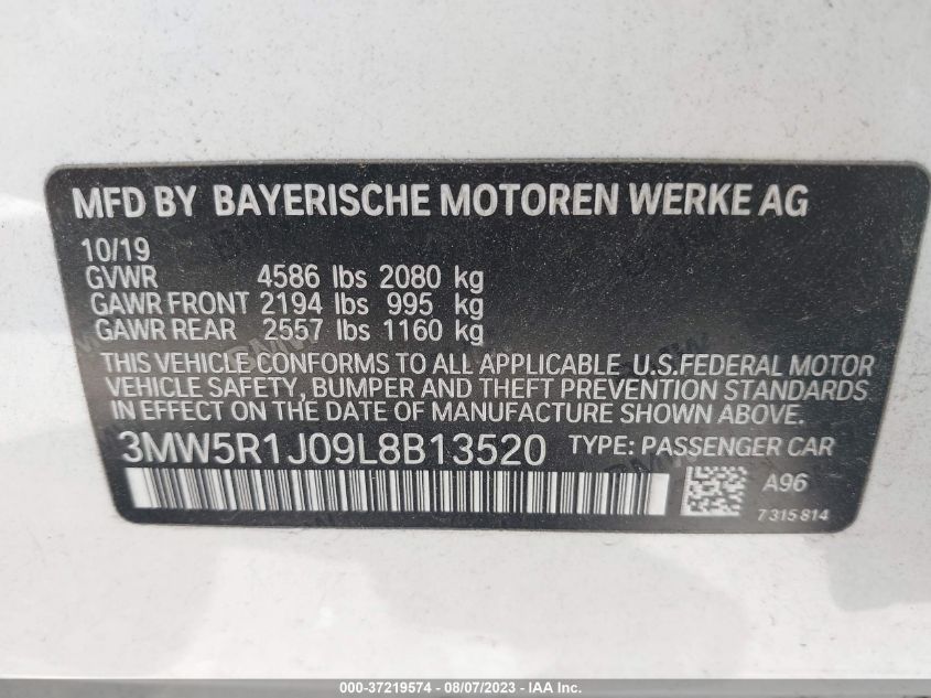 2020 BMW 3 SERIES 330I - 3MW5R1J09L8B13520