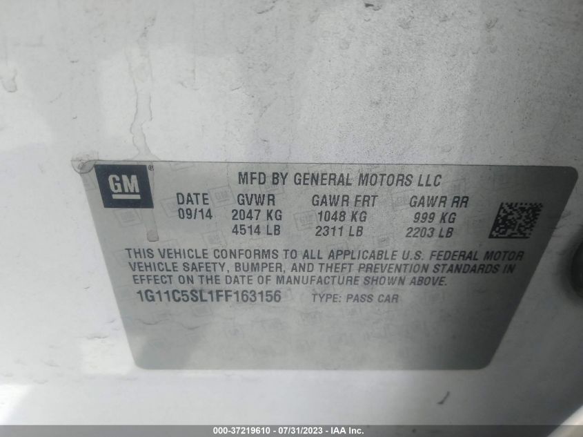 2015 CHEVROLET MALIBU LT - 1G11C5SL1FF163156
