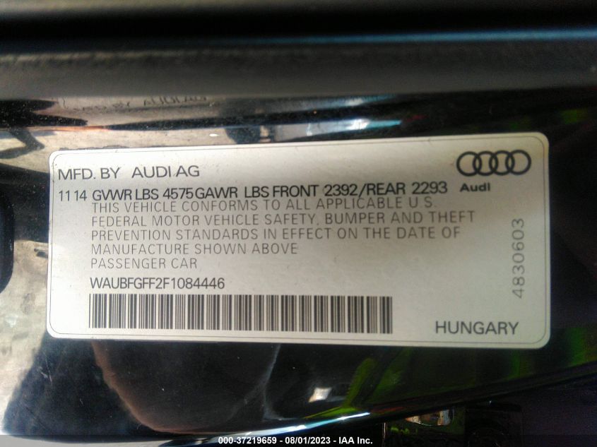 2015 AUDI S3/A3 2.0T PREMIUM WAUBFGFF2F1084446