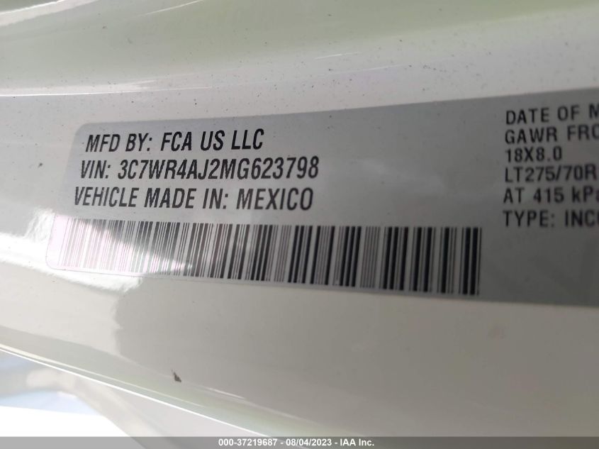 2021 RAM 2500 TRADESMAN - 3C7WR4AJ2MG623798