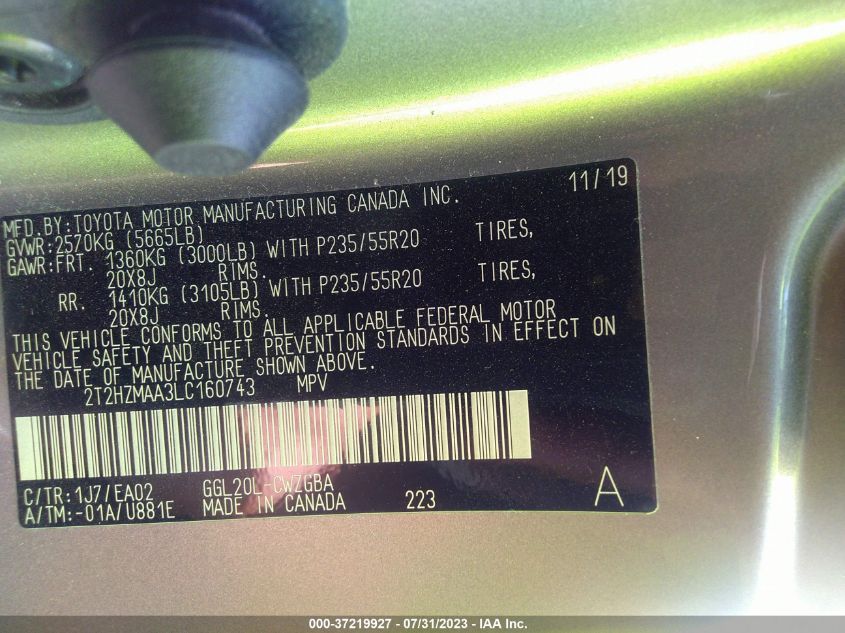 2020 LEXUS RX 350 - 2T2HZMAA3LC160743