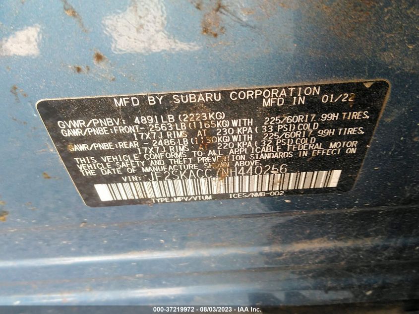 2022 SUBARU FORESTER - JF2SKACC7NH440256