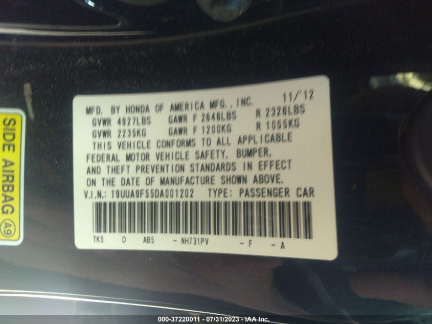 2013 ACURA TL TECH - 19UUA9F55DA001202