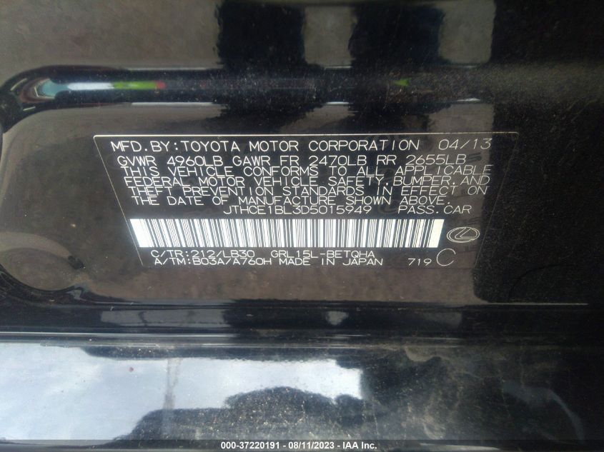 2013 LEXUS GS 350 - JTHCE1BL3D5015949
