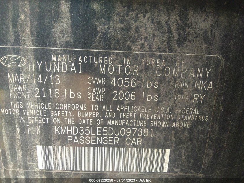 2013 HYUNDAI ELANTRA GT - KMHD35LE5DU097381