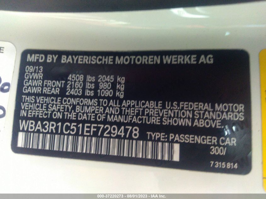 2014 BMW 4 SERIES 435I - WBA3R1C51EF729478