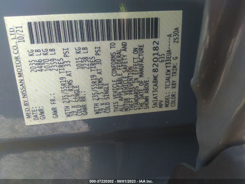 2021 NISSAN ROGUE SL - 5N1AT3CA8MC820182