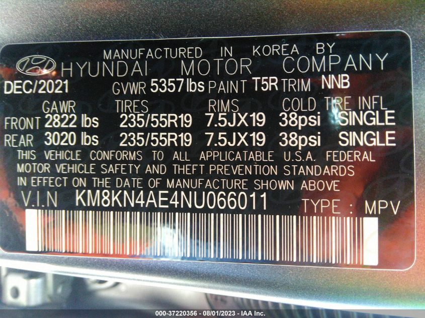 2022 HYUNDAI IONIQ 5 SEL KM8KN4AE4NU066011
