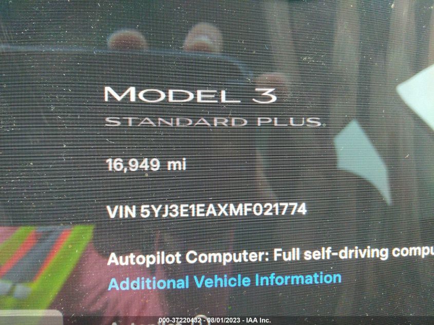 2021 TESLA MODEL 3 - 5YJ3E1EAXMF021774