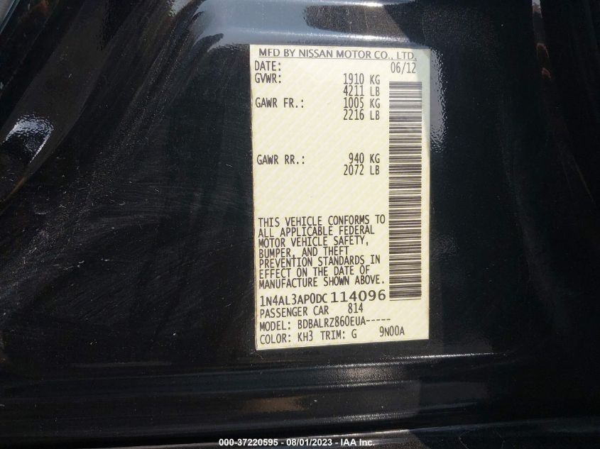 2013 NISSAN ALTIMA 2.5 S - 1N4AL3AP0DC114096