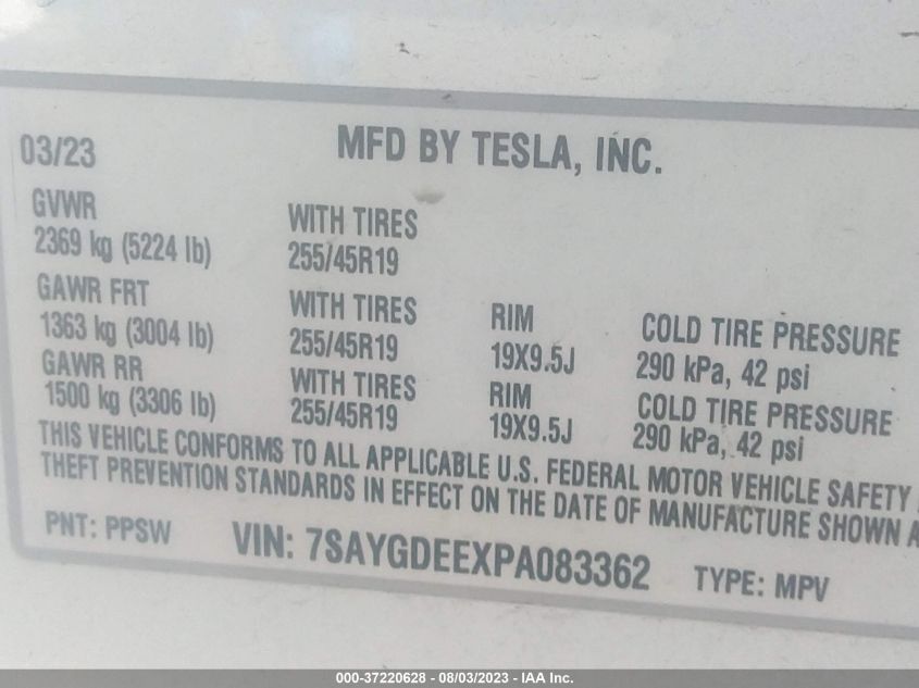 2023 TESLA MODEL Y - 7SAYGDEEXPA083362