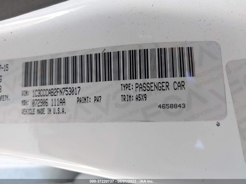 2015 CHRYSLER 200 LIMITED - 1C3CCCAB2FN753017