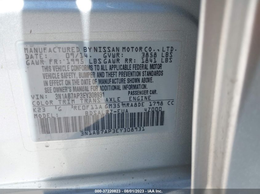 2014 NISSAN SENTRA SR - 3N1AB7AP3EY308931