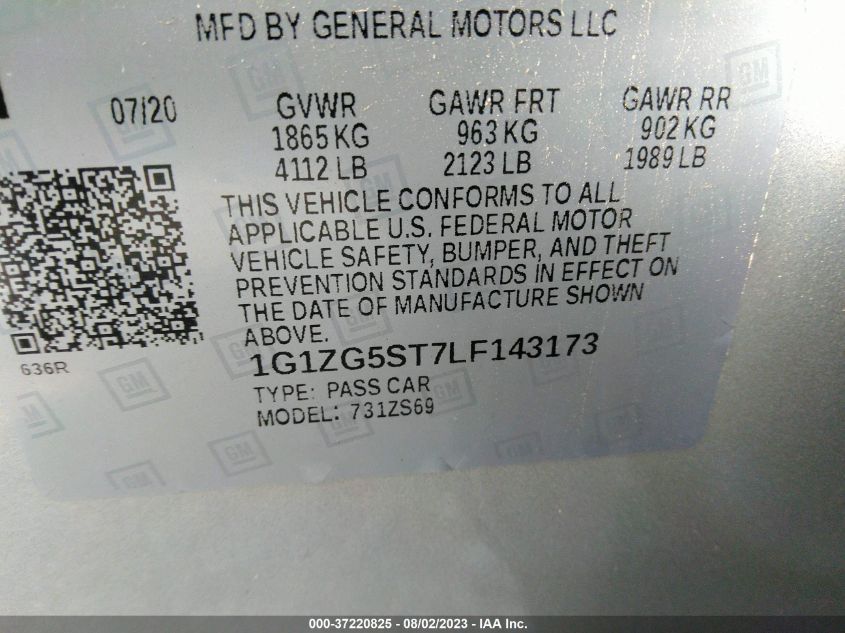 2020 CHEVROLET MALIBU RS - 1G1ZG5ST7LF143173