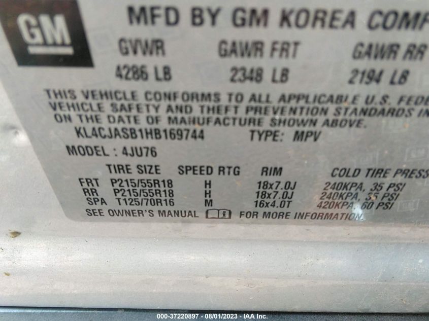 2017 BUICK ENCORE PREFERRED - KL4CJASB1HB169744