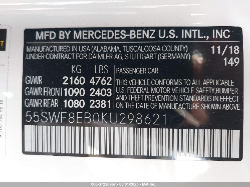 55SWF8EB0KU298621 Mercedes-Benz C 300 4MATIC 9