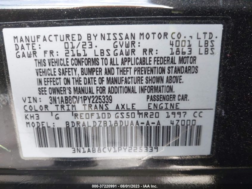 2023 NISSAN SENTRA SV - 3N1AB8CV1PY225339