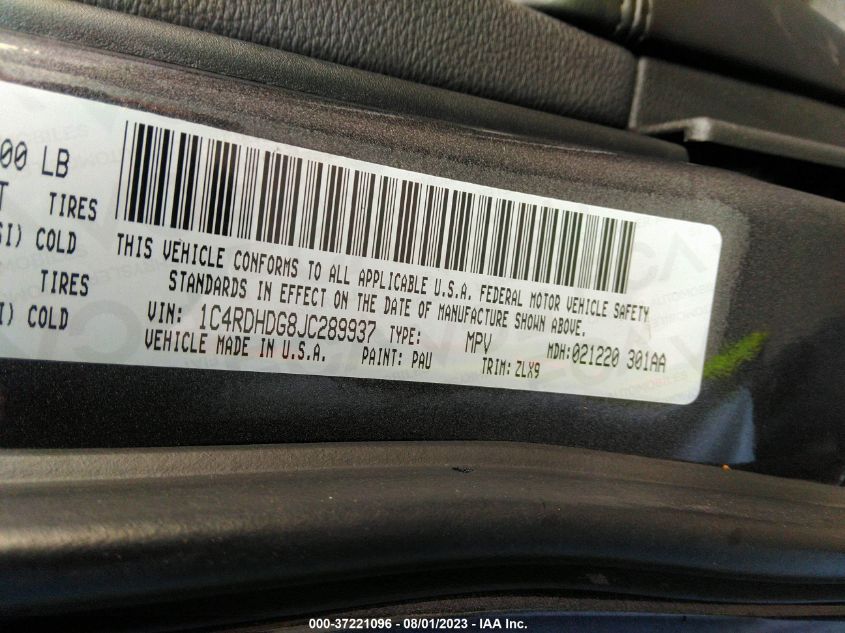 2018 DODGE DURANGO GT - 1C4RDHDG8JC289937