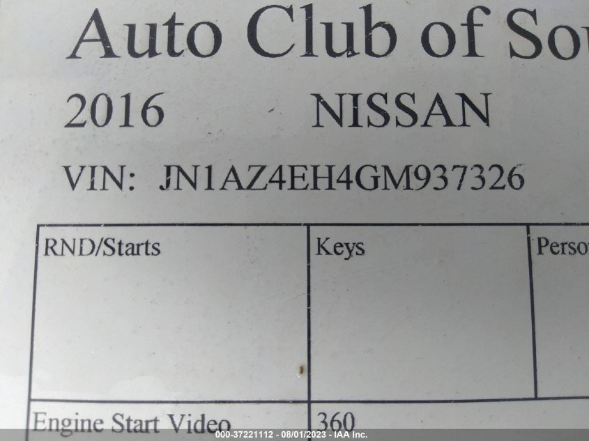 2016 NISSAN 370Z - JN1AZ4EH4GM937326