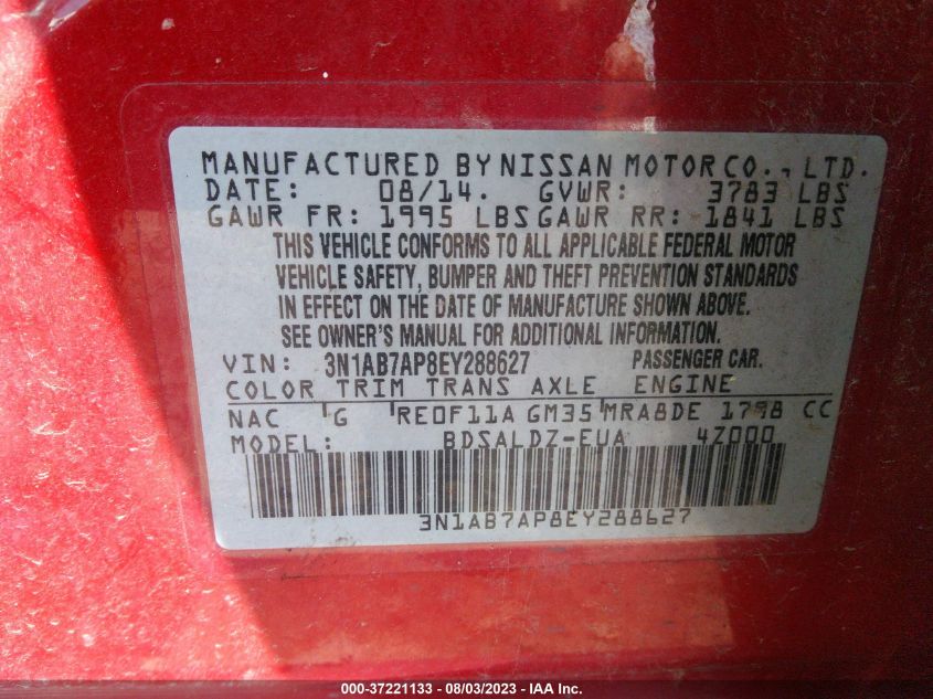2014 NISSAN SENTRA SV - 3N1AB7AP8EY288627