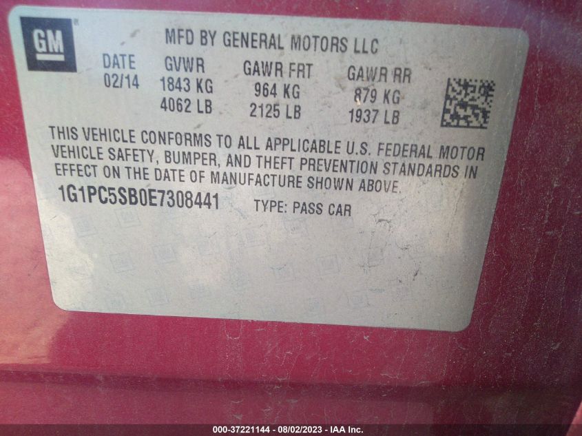 2014 CHEVROLET CRUZE LT - 1G1PC5SB0E7308441