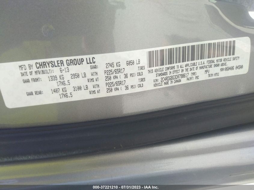 2013 DODGE GRAND CARAVAN SE - 2C4RDGBG3DR798617