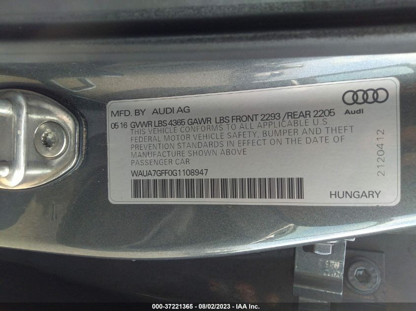 2016 AUDI A3 1.8T PREMIUM - WAUA7GFF0G1108947