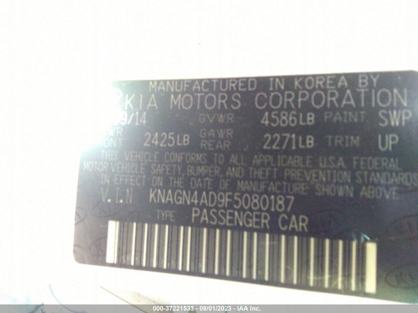 2015 KIA OPTIMA HYBRID EX - KNAGN4AD9F5080187