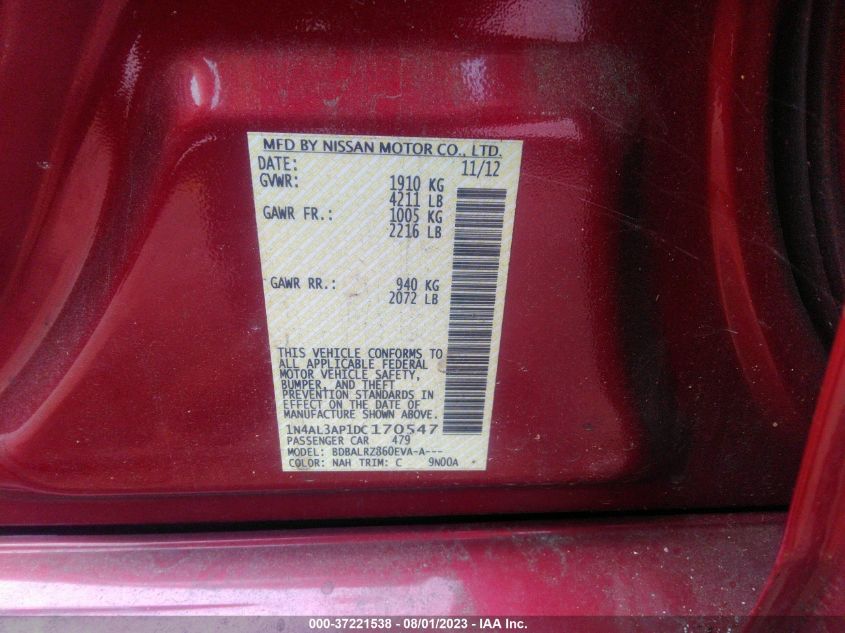 2013 NISSAN ALTIMA 2.5 S - 1N4AL3AP1DC170547