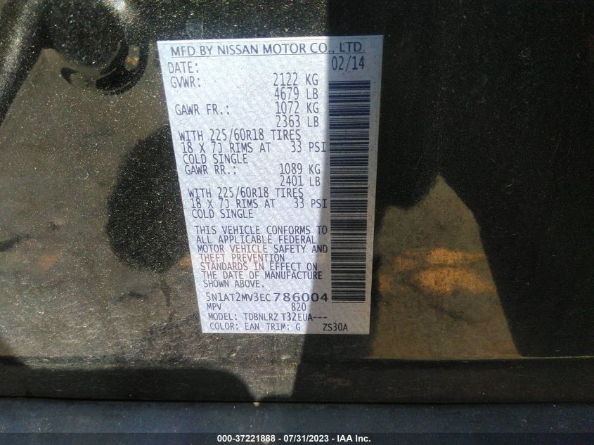 2014 NISSAN ROGUE SL - 5N1AT2MV3EC786004