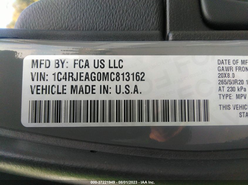2021 JEEP GRAND CHEROKEE LAREDO X - 1C4RJEAG0MC813162