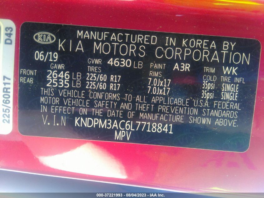 2020 KIA SPORTAGE LX - KNDPM3AC6L7718841
