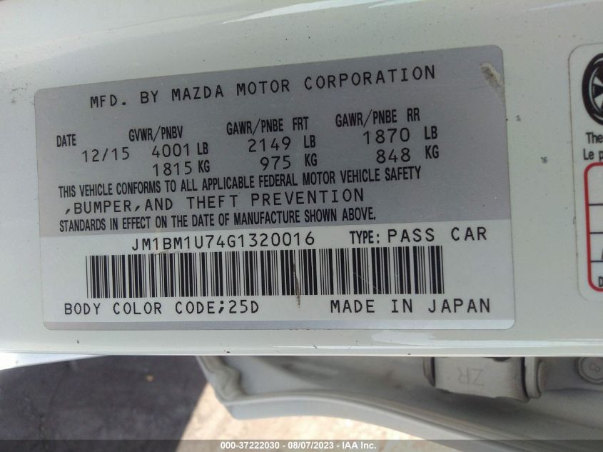 2016 MAZDA MAZDA3 I SPORT - JM1BM1U74G1320016
