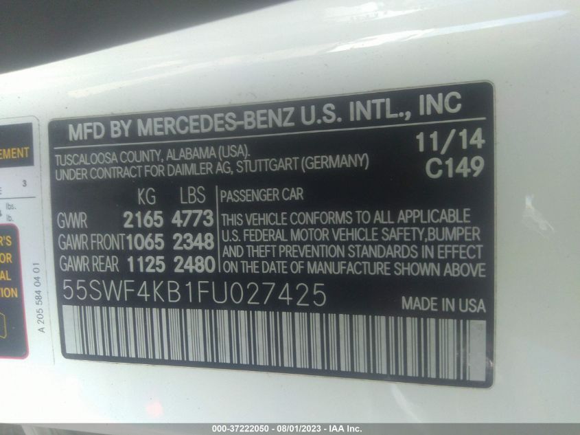 2015 MERCEDES-BENZ C-CLASS C 300 - 55SWF4KB1FU027425