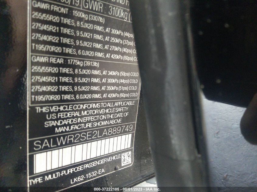 2020 LAND ROVER RANGE ROVER SPORT HSE DYNAMIC - SALWR2SE2LA889749