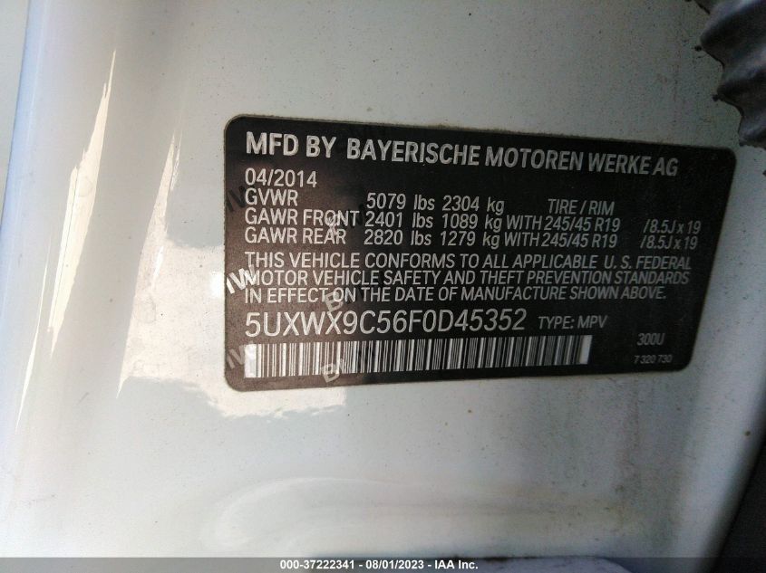 2015 BMW X3 XDRIVE28I - 5UXWX9C56F0D45352