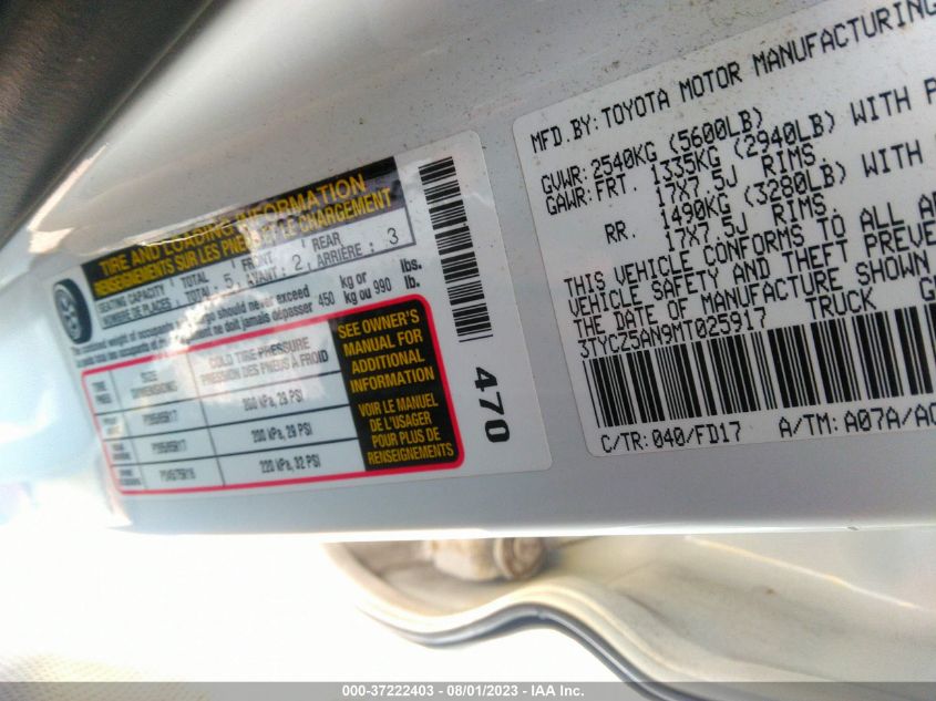 2021 TOYOTA TACOMA 4WD SR/SR5/TRD SPORT - 3TYCZ5AN9MT025917