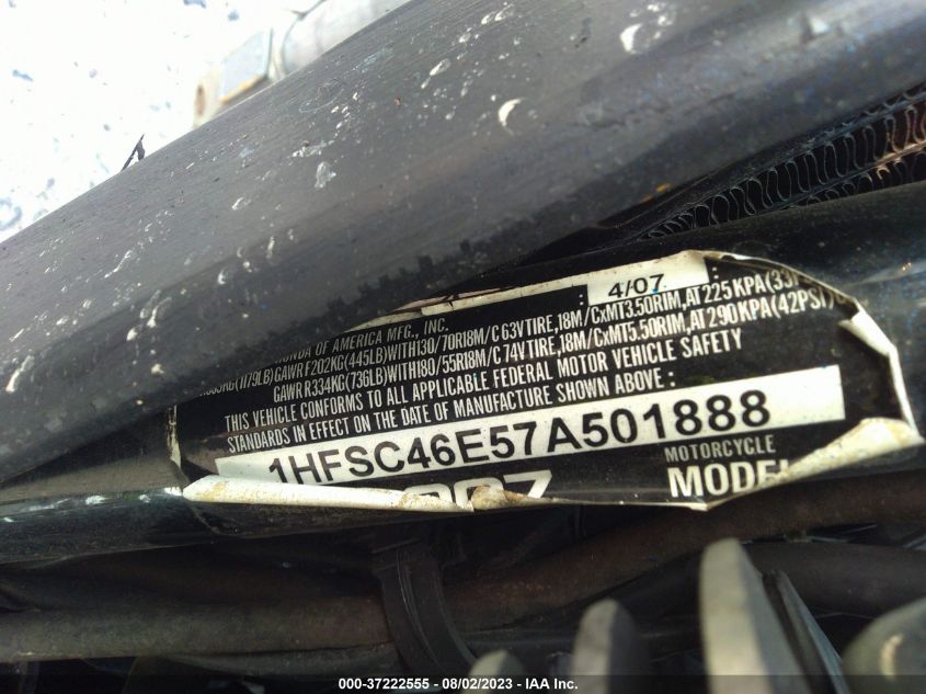 2007 HONDA VTX1800 F2 1HFSC46E57A501888