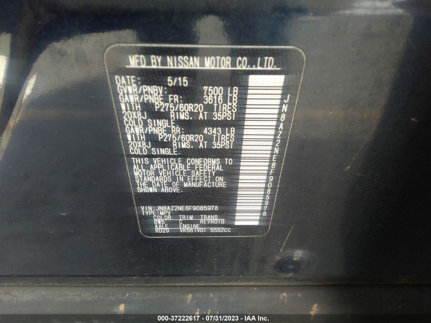 2015 INFINITI QX80 - JN8AZ2NE8F9085978