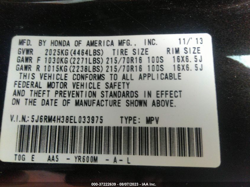 2014 HONDA CR-V LX - 5J6RM4H38EL033975