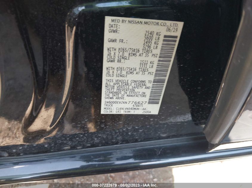 2019 NISSAN FRONTIER PRO-4X - 1N6DD0EV2KN776627