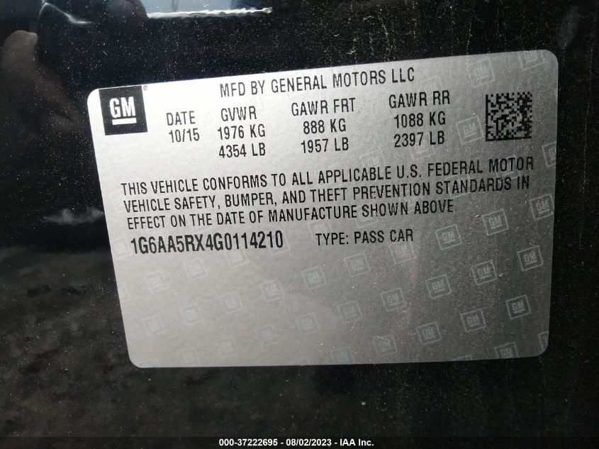 2016 CADILLAC ATS SEDAN STANDARD RWD - 1G6AA5RX4G0114210