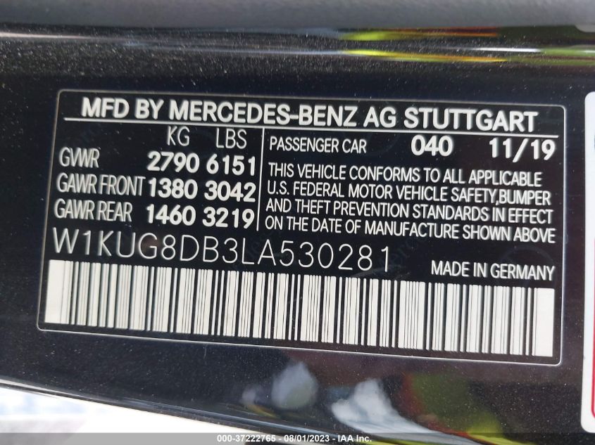 2020 MERCEDES-BENZ S-CLASS S 560 - W1KUG8DB3LA530281