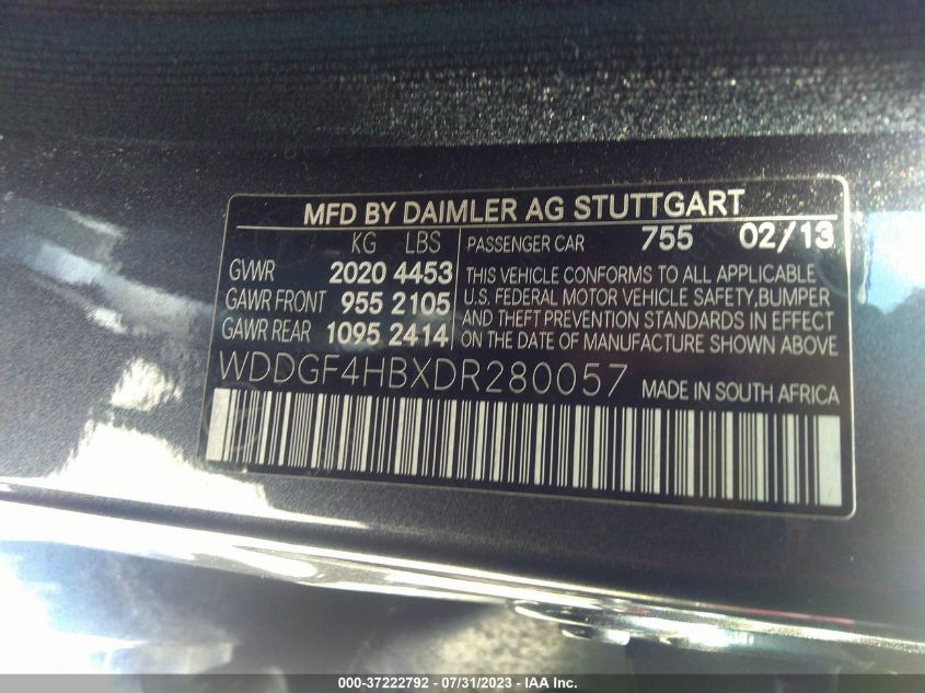 2013 MERCEDES-BENZ C-CLASS C 250 - WDDGF4HBXDR280057
