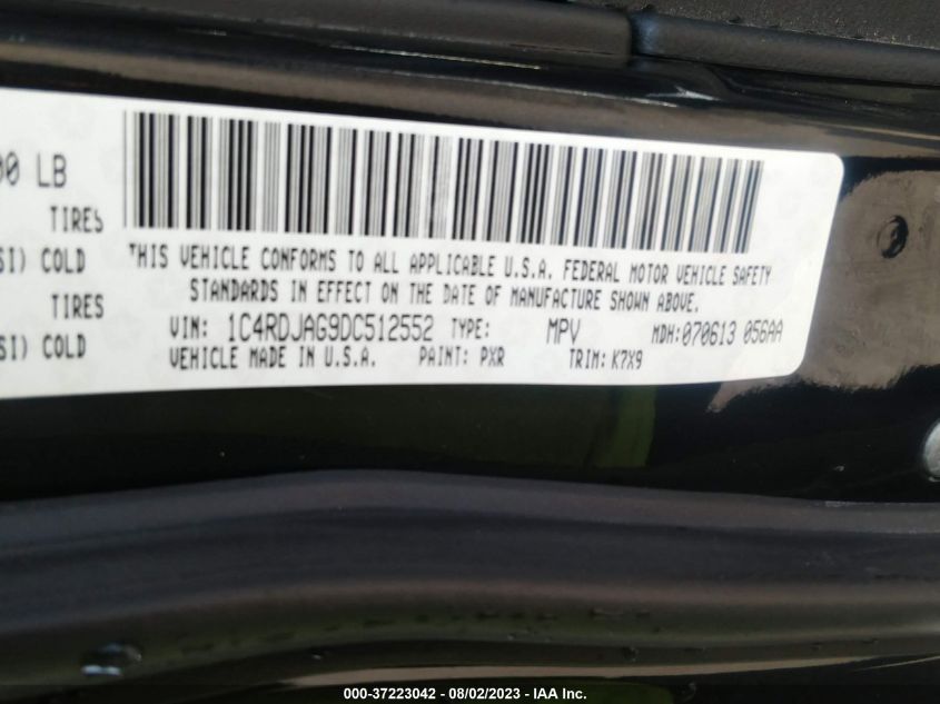 2013 DODGE DURANGO SXT - 1C4RDJAG9DC512552