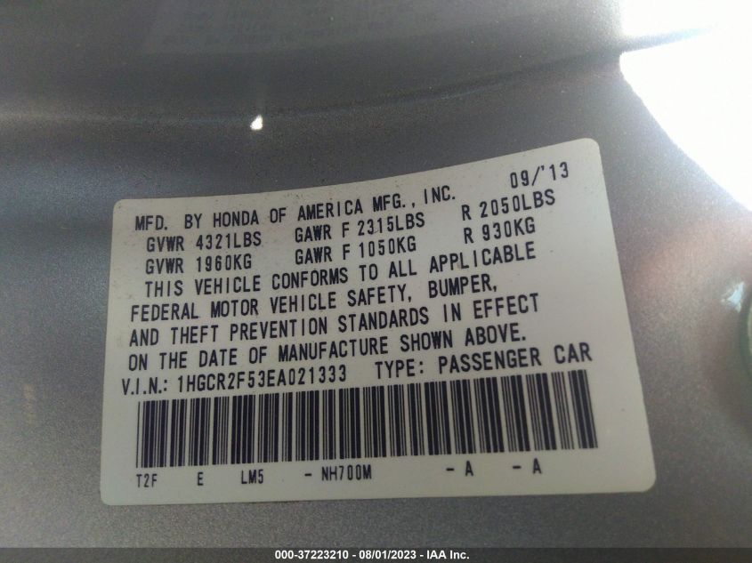 2014 HONDA ACCORD SEDAN SPORT - 1HGCR2F53EA021333