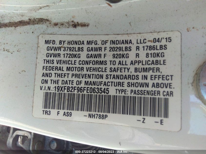 2015 HONDA CIVIC SEDAN EX-L - 19XFB2F96FE063545